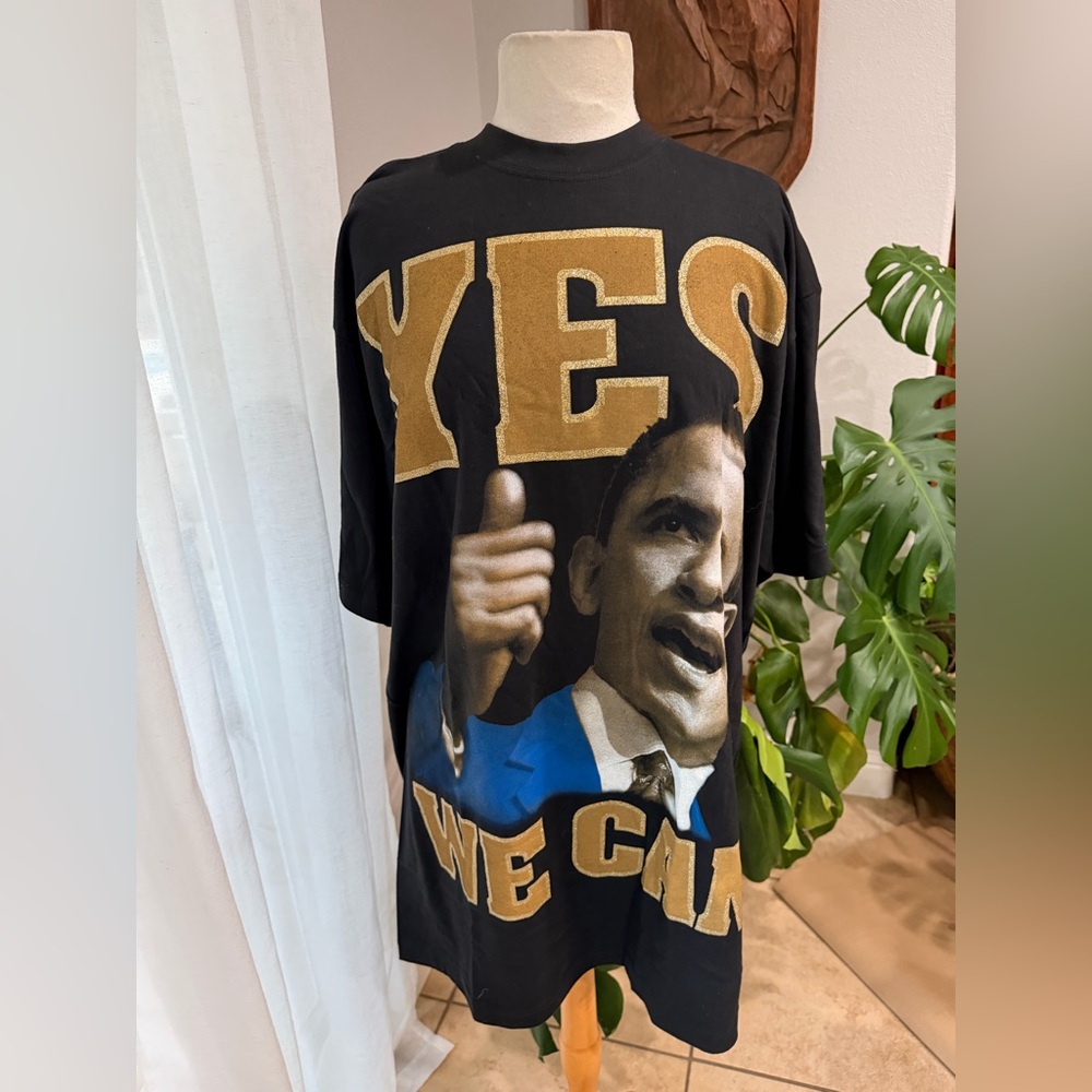 Doctor‎ Hood Obama Yes We Can Graphic Tee XL Black Oversized